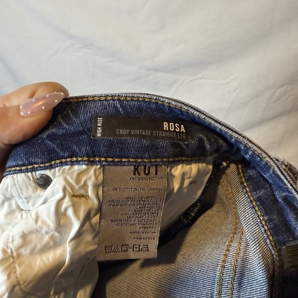 Kut from the Kloth Rosa Crop Vintage Straight Leg Jeans 8 Button Fly High Rise - Picture 4 of 7